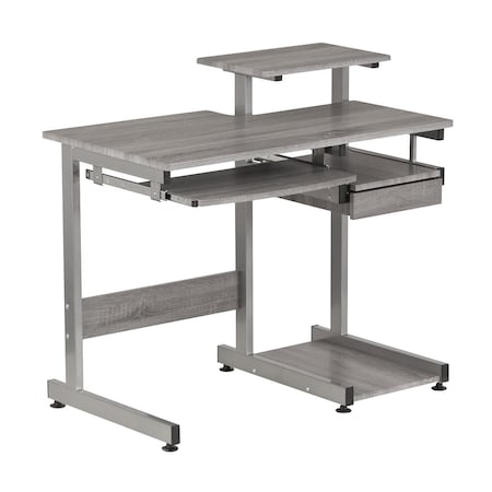 Homeroots 38" Gray Wood and Stainless Steel Computer Desk 723729