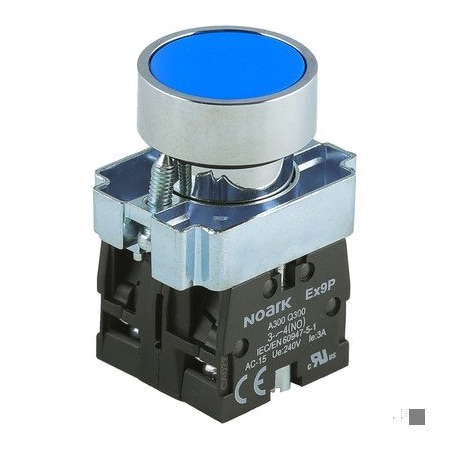 Noark Push-button - Ex9PB - 1200005 - Momentary - Round Flat - Blue - 1NO EX9PBA61