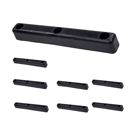 Mytee Products 16in x 2in x 2in Rectangular Rubber Dock Bumper with 3 Holes Impact Resistant, 8PK TRLB-2002x8