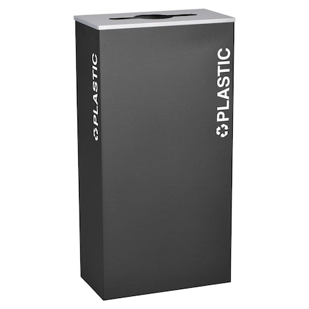 Ex-Cell Kaiser Rectangular Plastic 17 GallonRecycling Receptacle, Black Texture RC-KD17-PL BLX