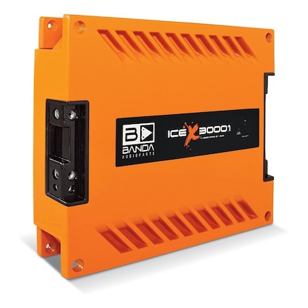 Banda ICE X 3001 One Channel 3000 Watts Max 1 Ohm Car Audio Mono Amplifier w/Bass Boost Highpass Filter ICEX3000.1ORANGE