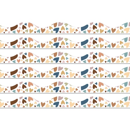 Ashley Productions Magnetic Scallop Border, Everyone Is Welcome Hearts, 12 Feet Per Pack, 6PK 11432