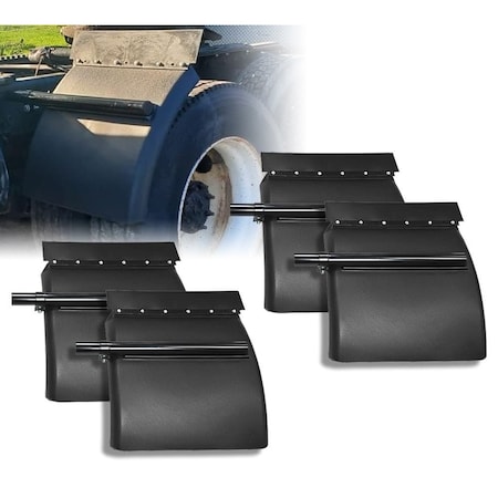 Mytee Products Black Poly Quarter Fender for Semi Truck Set 24in x 24in Mounting Kit Included, 2PK PQF-S-2424x2