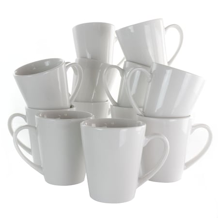 Elama Holt 12 Piece 10 Ounce Porcelain Mug Set in White EL-HOLT