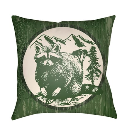 Artistic Weavers Lodge Cabin Raccoon Ridge Poly Filled Pillow - Dark Green & Beige - 26 x 26 in. LGCB2008-2626