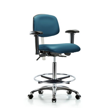Blue Ridge Ergonomics Vinyl Clean Room Chair, Adjustable Arms BR-NCR-VHBCH-CR-T1-A1-CF-CC-8801