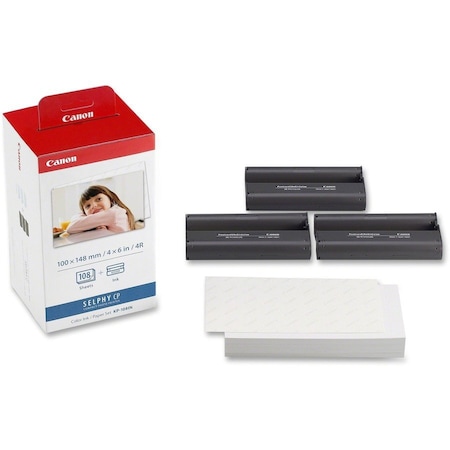 Canon (KP-108IN) Black & Color Ink Cartridge & Photo Paper (4" x 6") 3115B001
