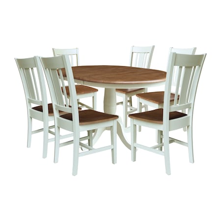 Whitewood Industries Rectangular Extension Dining Table W/ 6 Chairs, 36 in W, 29.3 in L, 48 in H, Parawood, 7 K79-36RXT-C10-6