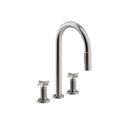 Kohler Billet Pull-down kitchen sink faucet with two-function sprayhead 28671-3-TT