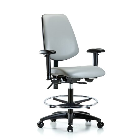 Blue Ridge Ergonomics Medium Bench Chair Adjustable Arms, 22" to 29" Height, Vinyl, Dove BR-VMBCH-MB-RG-T0-A1-CF-RC-8567