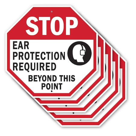 Signmission Stop Ear Protection Required Beyond, 10 inch X 10 inch, Aluminum Metal Signs, 5PK OC-A-5Pack-10-178