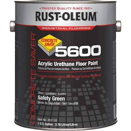 Rust-Oleum 1 gal Floor Paint, Gloss Finish, Safety Green, Solvent Base 261118