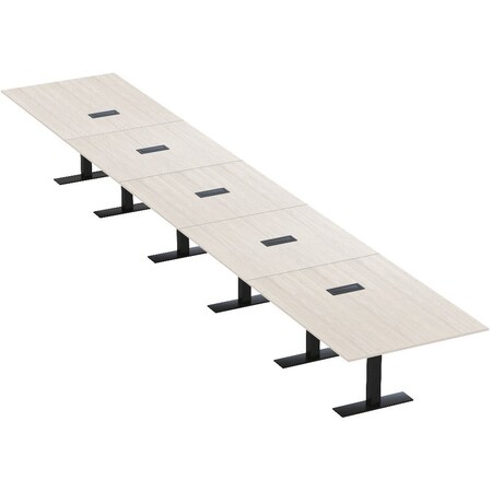 Skutchi Designs 22ft Conference Table W/ Power Unit | 22 Person Modular Rectangular Meeting Table | Harmony Series HAR-REC-48x264-T.BK-K458-EBLK