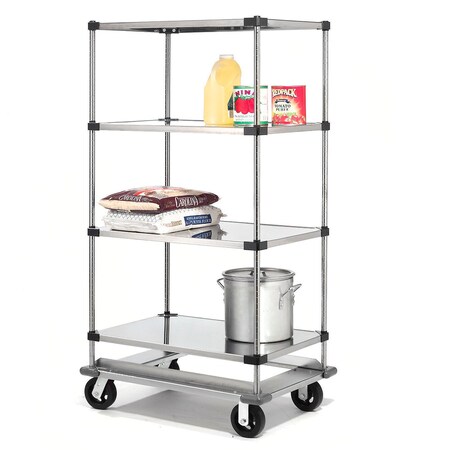 Global Industrial Nexel Stainless Steel Shelf Truck w/Dolly Base, 1600 lb. Capacity, 48"L x 24"W x 70"H 242006