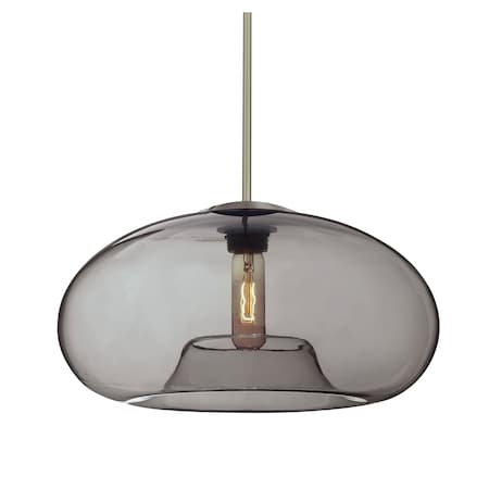 Besa Lighting Besa Bana 15 Pendant, Smoke, Satin Nickel Finish, 1x 60W MAX E26 Base 1TT-BANA15SM-SN
