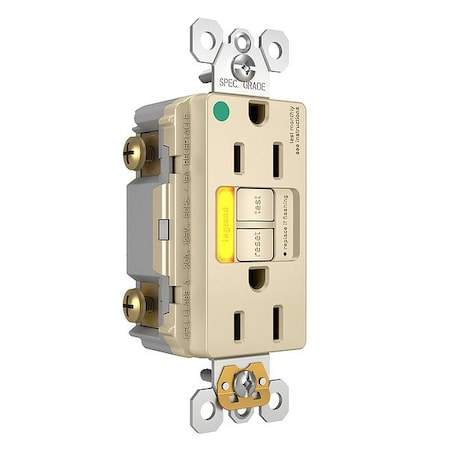 Legrand GFCI, 15 A, 125V AC, Ivory, Plastic 1597HGTRPIAMBI