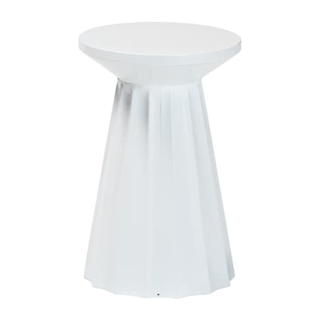 Baxton Studio Ulmer Metal Scalloped Side Table - Modern Round Accent Table for Indoor or Semi-Outdoor Use, White 259-14290-ZORO