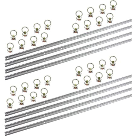 Mytee Products 6 Foot L-Track Aluminum (8) and L-Track Stud with Stainless Steel Ring (32), 8PK LTK6x8-LTKSx32