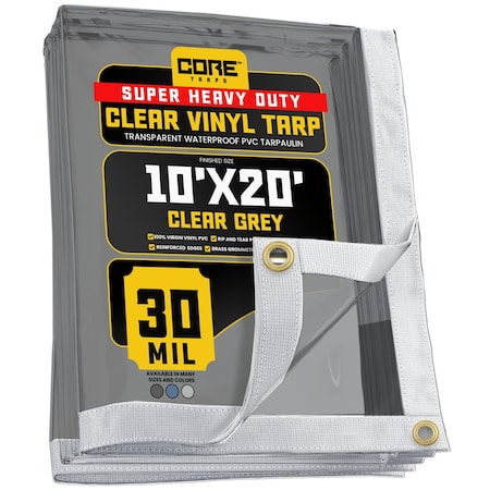 Core Tarps Tarp, 10 ft x 20 ft, 30 Mil, Gray, Polyethylene, UV Resistant CT-202-10X20