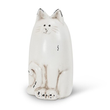 Cama 6 in. Resin Sitting Cat Statue, White - Small CA2461708
