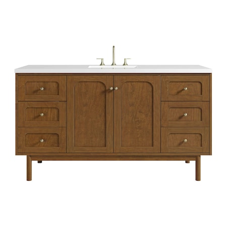 James Martin Vanities Laurent 60" Single Vanity, Honey Oak w/ 3 CM White Zeus Silestone Top 545-V60S-HNO-3WZ