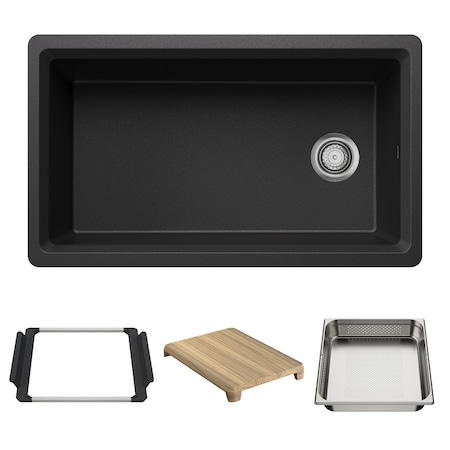 Blanco Inteos SILGRANIT 33in Single Bowl Reversible Undermount Workstation Kitchen Sink - Anthracite 443312