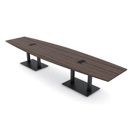 Skutchi Designs Boat Conference Table With Power Unit, 48 in W, 168 in L, Brown HAR-BOT-48x168-DOU.BK-H3041-EBLK