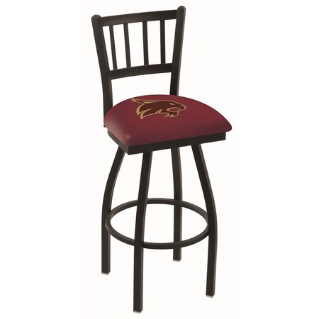 Holland Bar Stool Co 25" Blk Wrinkle Texas State Swivel Bar Stool, Jailhouse Back L01825TexsSt