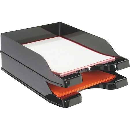 Deflecto Docutray Multi-Directional Stacking Tray, 2 Tiers, Black 63904
