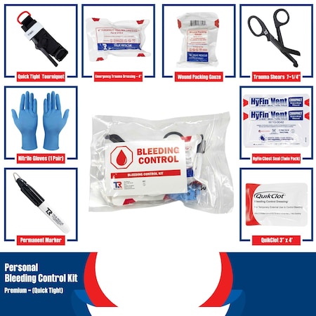 True Rescue Personal Bleeding Control Kit, Premium with QuikClot and QuickTight TRBC3-Pq-QT