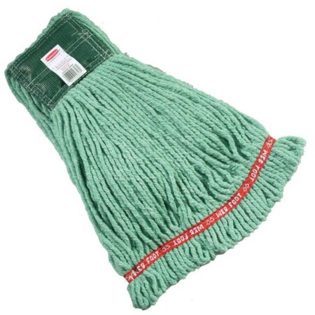Rubbermaid Commercial 5 in Looped-End Wet Mop, Green, Cotton/Synthetic, PK6, FGA25206GR00 FGA25206GR00