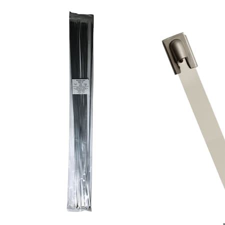 Cable Ties Unlimited Cable Tie, 47 in L, 150 lb Strength, 14.4 in Max Bundle Dia, 316 Stainless Steel, Silver, 100PK SSP47-LD