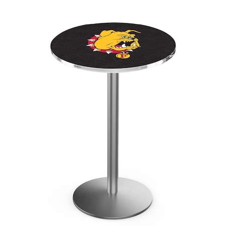 Holland Bar Stool Co 36" Stainless Steel Ferris State Pub Table, 36" dia. Top L214S3636FerrSt