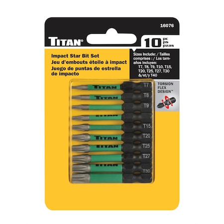 Titan 10 Pc. Impact Star Bit Set, 1EA 16076