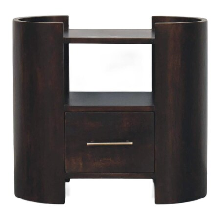 Homeroots 20" Mocha Solid Wood Round One Drawer Nightstand 722523