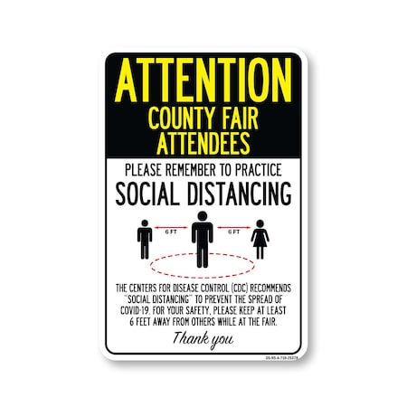 Signmission Public Safety, County Fair Attendees Practice Social Distancing, 10in X 7in, OS-NS-A-710-25378 OS-NS-A-710-25378