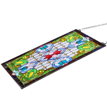Vevor Stained Glass Tiffany Style Hanging Window Panel with Chain 17 x 29 Inches NC-SG06