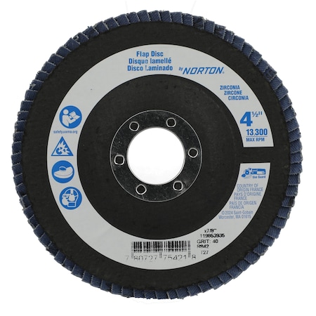 Zoro Select Fiber Disc, 4 1/2 in Dia, 7/8in Arbor 78072775421