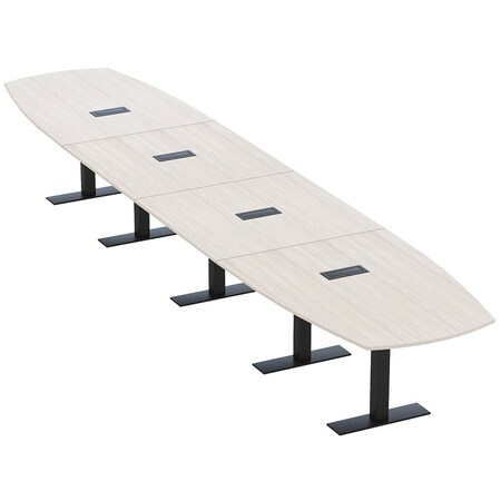 Skutchi Designs Arc Boat Conference Table With Power, 48 in W, 240 in L HAR-ABOT-48X240-T.BK-K458-EBLK