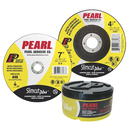 Pearl Abrasive Cut-Off Wheel, Dry, 7 in Dia, 7/8 in Arbor Hole Size, 46 Grit DCWPL07A