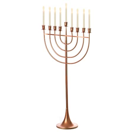 Vintiquewise Modern Solid Metal Judaica Hanukkah Menorah 9 Branched Candelabra, Copper Finish Large QI004119.BR.L