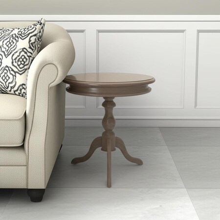 Homeroots 25" Natural Solid Wood Round Pedestal End Table 632708