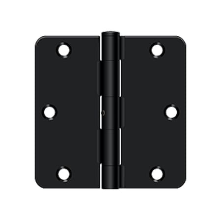 Deltana 3-1/2 x 3-1/2 x 1/4 Radius Hinge Non Removable Pin; Paint Black Finish S35R4N1B