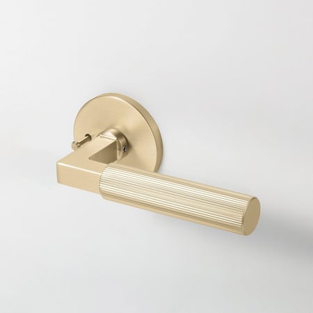 Mcbowery Mila Champagne Gold Modern Linear Bed/Bath Door Handle - Round Rosette (Privacy) 210PVGD