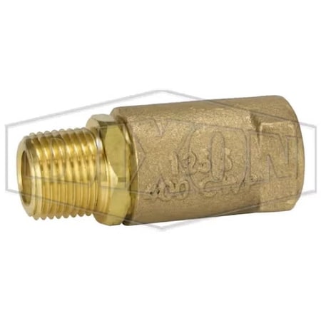 Dixon Ball Cone Check Valve, 1/2 in Nominal, MNPT x FNPT End Style, Brass Body, PTFE Seat Softgoods, Domes 61-203