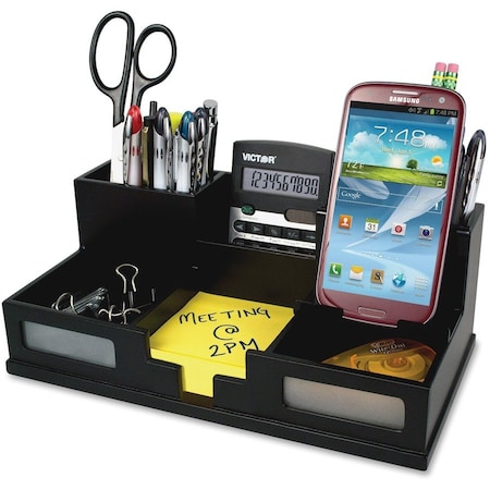 Victor Technology Desktop Organizer, Black, Wood, 5-1/2 in. H 9525-5