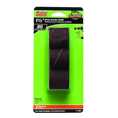Gator Finishing 1.5 x 1.5 in. Drum Sander Refills, 80 Grit, 3PK 6087