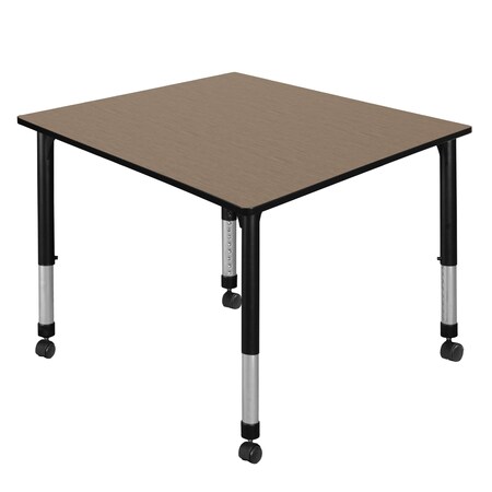Regency Square Kee Height Adjustable Mobile Classroom Activity Table, 48 in W, 48 in L, Noble Oak TB4848NOAPCBK