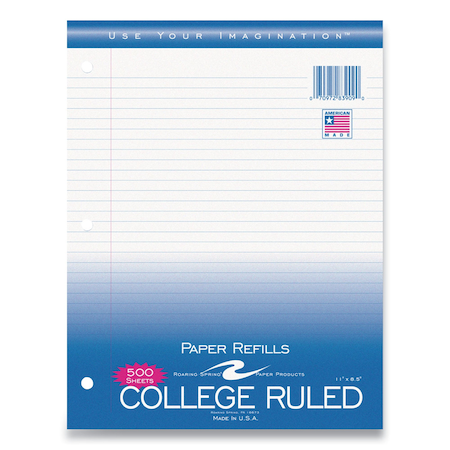 Roaring Spring Notebook Filler Paper, 8.5 x 11, College Rule, 500PK 83909