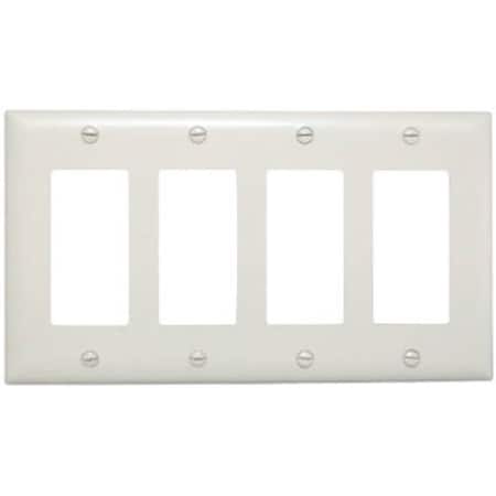 Legrand TradeMaster TP Wallplate, 5-1/2 in L, 4 -Gang, Nylon, White TP264WCC10